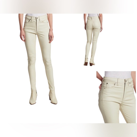 Rag & Bone Off-White Nina Lamb Leather High-Rise Skinny Jeans Size 25
